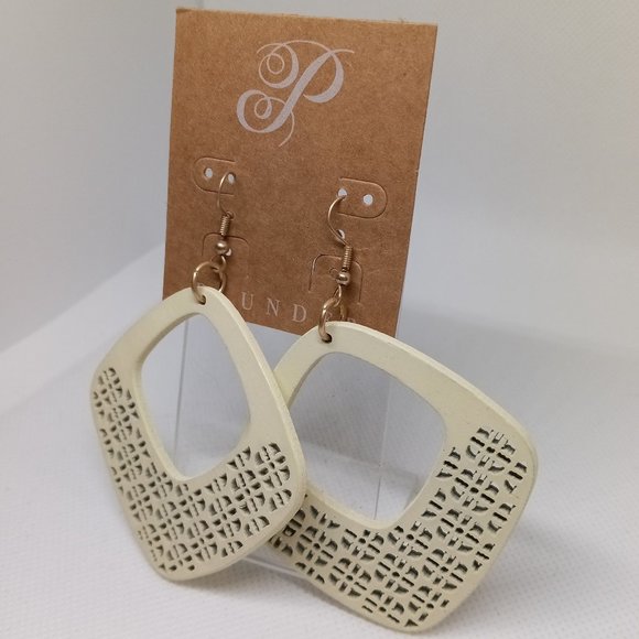 NWT Plunder Ella Claire Fashion Tan Boho Large Chunky Drop Dangle Earrings #60 - Picture 2 of 5